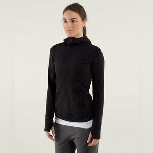 LULULEMON Winter Sprinter Black Long Sleeve Ponytail Hole Sweater Size 6